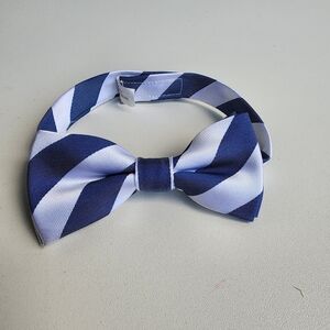 Blue White Striped Toddler Boys Bow Tie 4" Wide"